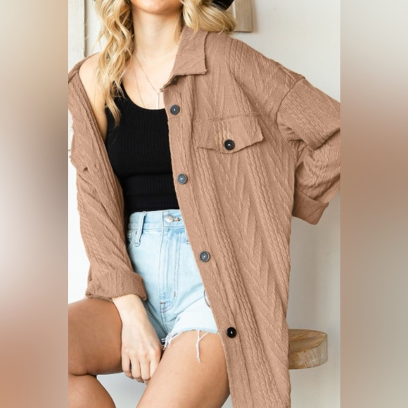 Leopard Button Up Drop Shoulder Jacket